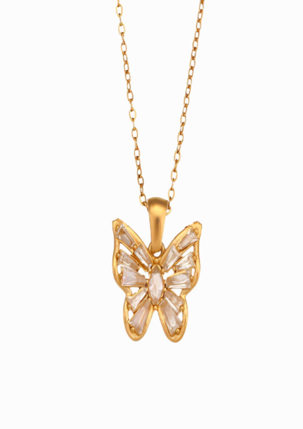 HOLLOW ZIRCON BUTTERFLY NECKLACE